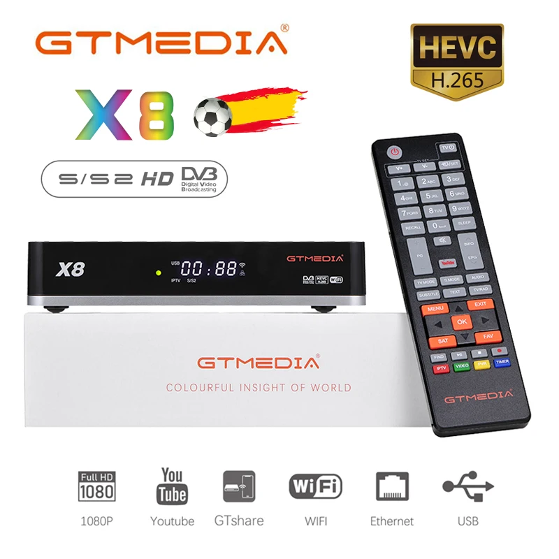 GTMedia X8 Satellite Receiver 1080P DVB-S2/S2X Support VCM/ACM/multi-stream/T2-MI and Network Sharing decoder update fromV8 NOVA
GTMedia X8 Satellite Receiver 1080P DVB-S2/S2X Support VCM/ACM/multi-stream/T2-MI and Network Sharing decoder update fromV8 NOVA