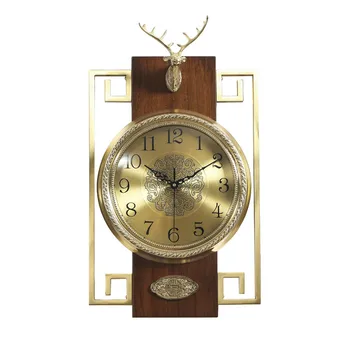 New Chinese copper wall clock living room hanging table home atmosphere solid wood light luxury clock wall creative fashion deer 
New Chinese copper wall clock living room hanging table home atmosphere solid wood light luxury clock wall creative fashion deer