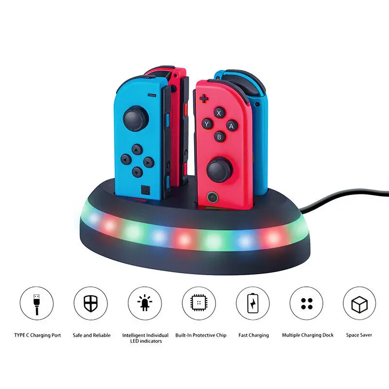 4 In1 LED Charging Dock Station Charger for Nintend Switch Joy-Con Controllers Charger Stand
4 In1 LED Charging Dock Station Charger for Nintend Switch Joy-Con Controllers Charger Stand