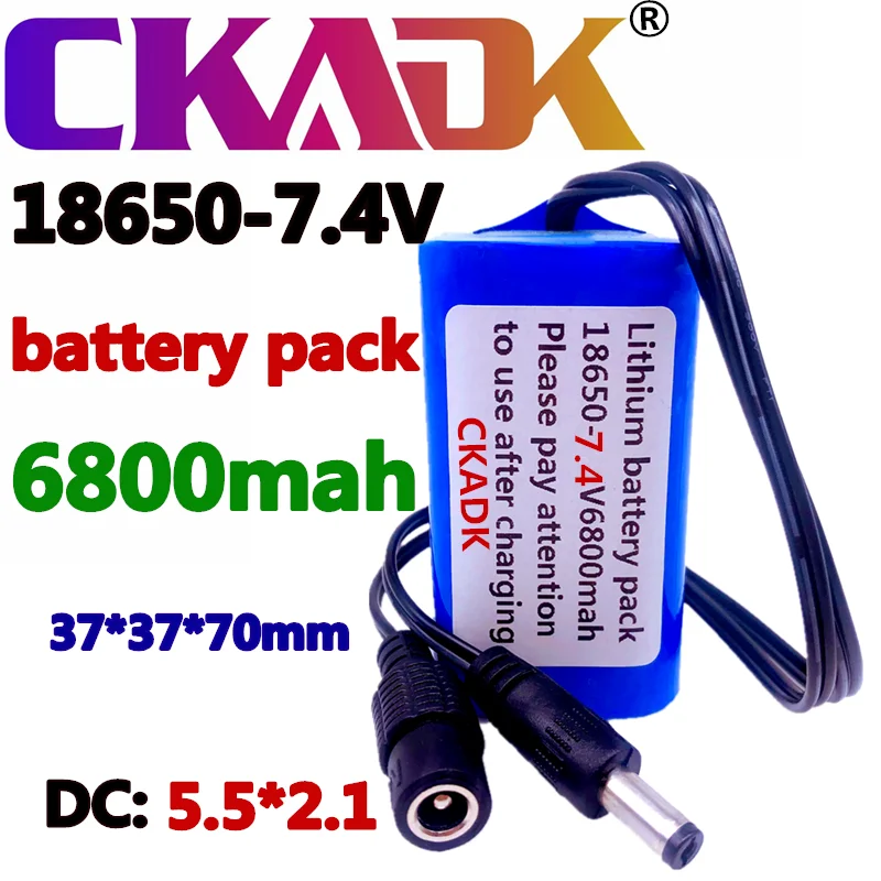 2020 new Protect 7.4 V 6800 mAh 8.4 V 18650 Li-lon Battery bike lights Head lamp special battery pack DC 5.5MM
2020 new Protect 7.4 V 6800 mAh 8.4 V 18650 Li-lon Battery bike lights Head lamp special battery pack DC 5.5MM