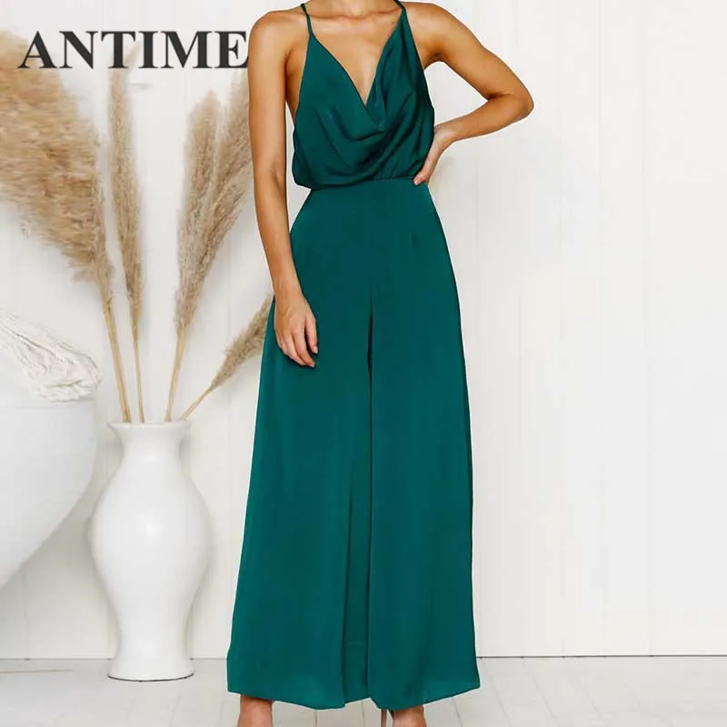 ANTIME Casual Jumpsuit Beach Style Spring Summer Deep V Neck Solid Spaghetti Strap Backless Sleeveless Green Rompers Sexy
ANTIME Casual Jumpsuit Beach Style Spring Summer Deep V Neck Solid Spaghetti Strap Backless Sleeveless Green Rompers Sexy