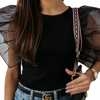 2020 Summer Women Casual T-Shirts Mesh Ruffles Fly Sleeve Tops Short Sleeve O-Neck Slim Tops
2020 Summer Women Casual T-Shirts Mesh Ruffles Fly Sleeve Tops Short Sleeve O-Neck Slim Tops