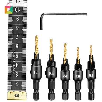 5Pcs Countersink Drill Bit Set 1/4'' Hex Shank HSS Woodworking Pilot Screw Holes Cozy 
5Pcs Countersink Drill Bit Set 1/4'' Hex Shank HSS Woodworking Pilot Screw Holes Cozy