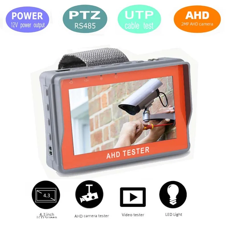4 3 дюймовый HD AHD CCTV тестер монитор 1080P аналоговая камера PTZ UTP кабельный 12 в 1 а