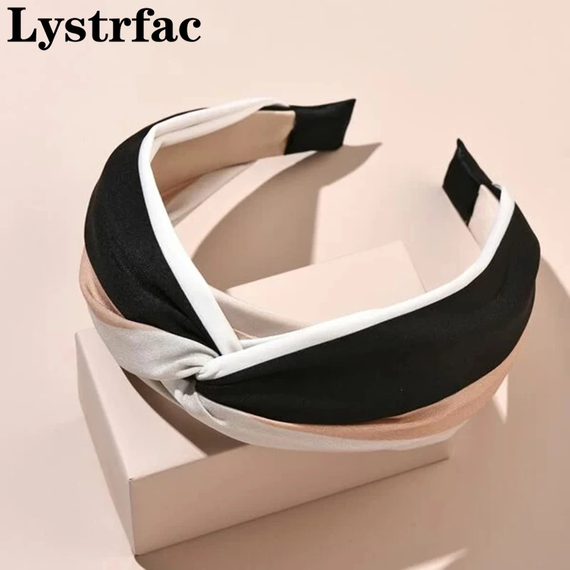 

Lystrfac Elegant Lady Striped Fabric Hairband for Women Girls Wild Cross Knot Headband Simple Daily Retro Hair Accessories