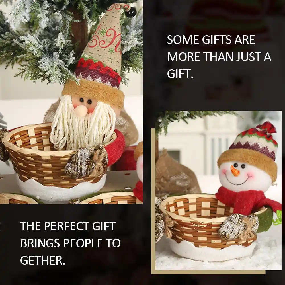 christmas candy storage bamboo basket holiday decoration candy