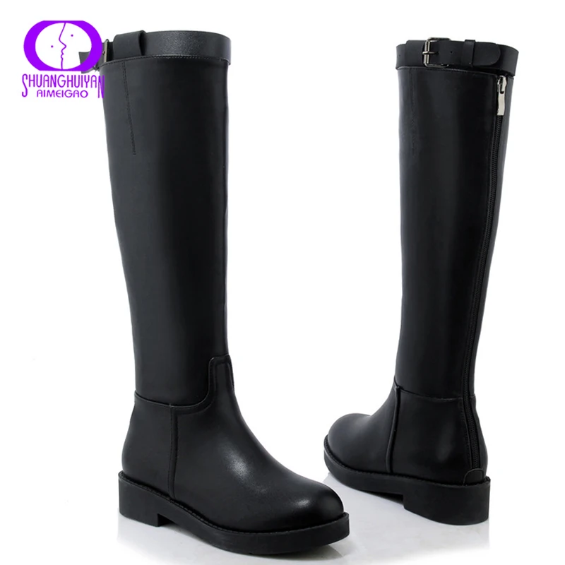 AIMEIGAO Soft Leather Winter Knee High Boots Women Black Warm Fur Heels Boots Women Zipper Thigh High Snow Boots Women Plus Size
AIMEIGAO Soft Leather Winter Knee High Boots Women Black Warm Fur Heels Boots Women Zipper Thigh High Snow Boots Women Plus Size