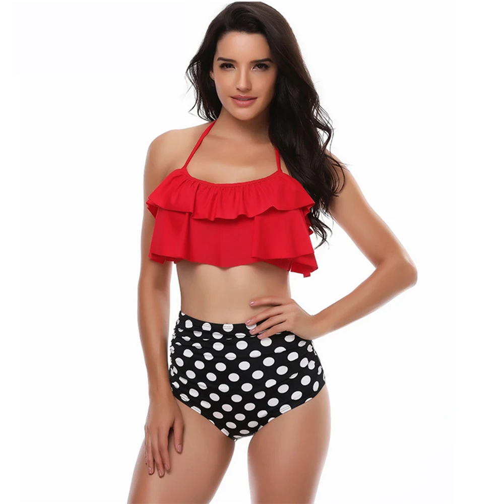 High Waist Swimwear Women Swimsuit Sexy Bikini Ruffled Straps Two-Pieces Swimsuit Female Red and Black Fashion Swimwear Women
High Waist Swimwear Women Swimsuit Sexy Bikini Ruffled Straps Two-Pieces Swimsuit Female Red and Black Fashion Swimwear Women