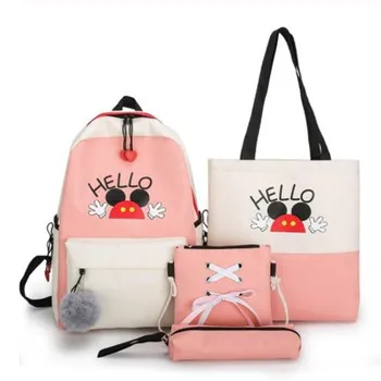4Pcs/Set Travel Canvas Backpacks For School Teenagers Girls Large Capacity Mickey Backpack Ladies Shoulder Bag Mochila Feminina
4Pcs/Set Travel Canvas Backpacks For School Teenagers Girls Large Capacity Mickey Backpack Ladies Shoulder Bag Mochila Feminina