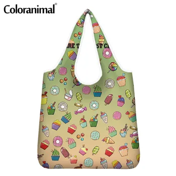 Coloranimal Protable Women Shopper Bags Cartoon Cake Pattern Eco Bags for Girls Foldable Large Lady Grocery Bag Shopping Bag sac 
Coloranimal Protable Women Shopper Bags Cartoon Cake Pattern Eco Bags for Girls Foldable Large Lady Grocery Bag Shopping Bag sac
