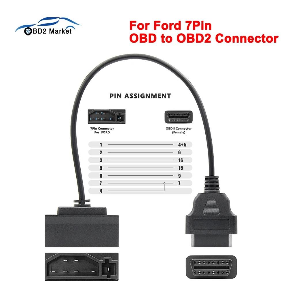 Переходник OBD2 для Ford 7pin OBD к 16Pin FORScan 2 автомобильный диагностический инструмент