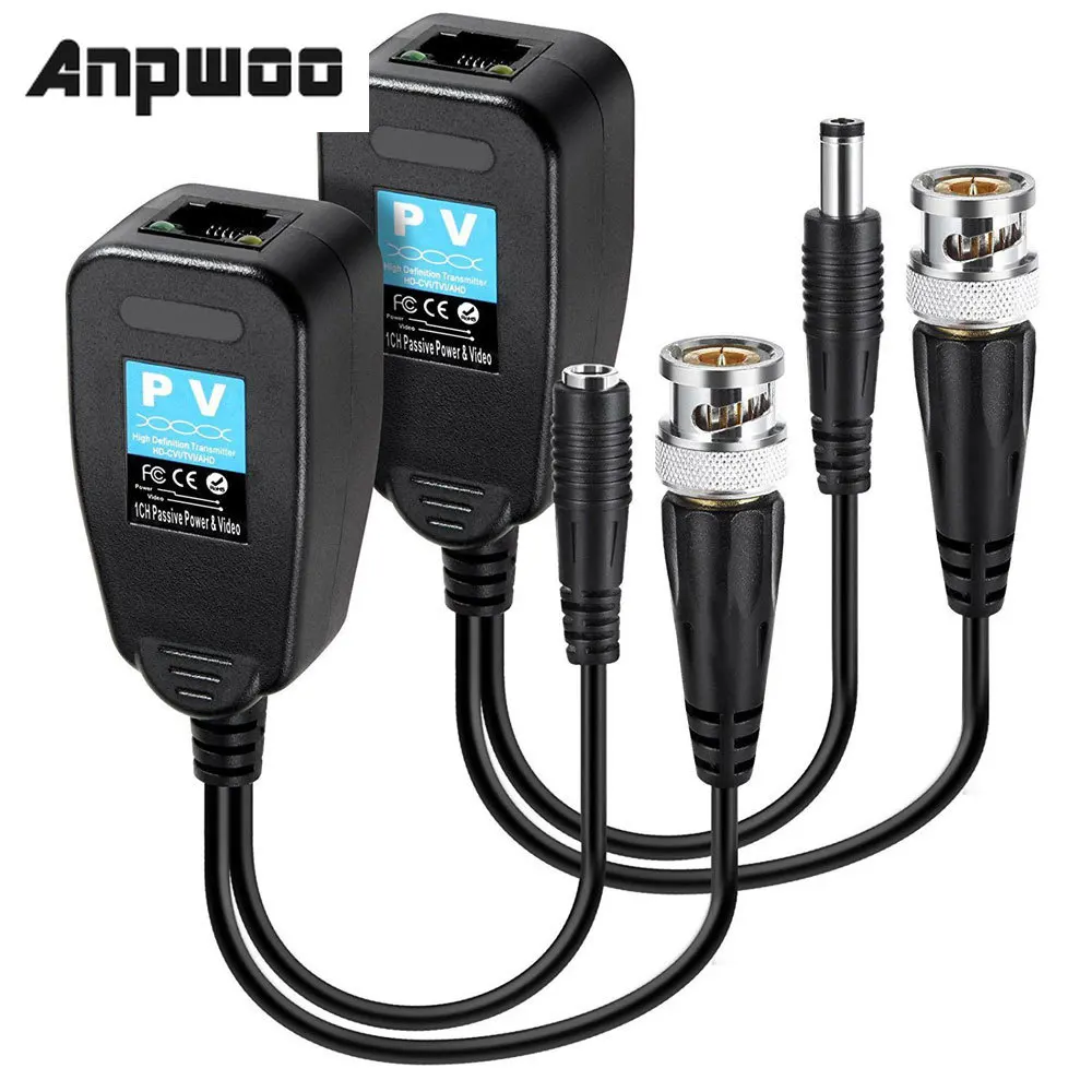 ANPWOO 1CH Passive Balun RJ45 CCTV Video Transceiver Supply Power For HDCVI HDTVI AHD Analog High Definition Camera | Безопасность и