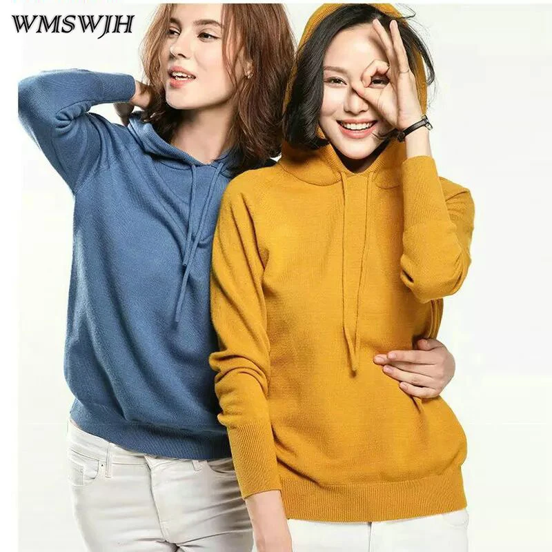 2019 Spring Autumn Women Cashmere Sweater Hooded Collar Pullovers Solid Color Soft Knit sweater Bottoming shirt Jumper Knitwear
2019 Spring Autumn Women Cashmere Sweater Hooded Collar Pullovers Solid Color Soft Knit sweater Bottoming shirt Jumper Knitwear
