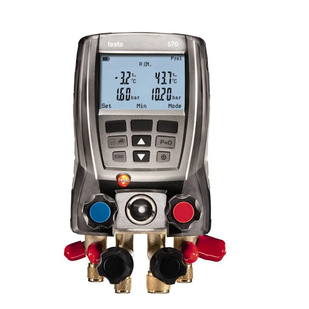Testo 570-2 Digital Manifold Gauge Kit 4 Valves with 2 Clamps Refrigeration Pressure Gauge Data Storage Internal Vacuum Sensor
Testo 570-2 Digital Manifold Gauge Kit 4 Valves with 2 Clamps Refrigeration Pressure Gauge Data Storage Internal Vacuum Sensor