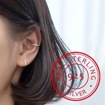 

100% 925 Sterling Silver Shining CZ Ear Cuff Clip on Earrings for Women Girl Without Piercing Earings Jewelry DA372