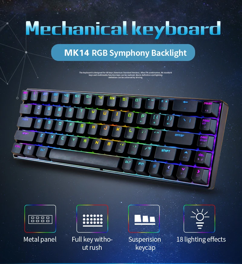 Magician MK14 mechanical keyboard RGB three-color backlit gaming Internet cafe game dedicated notebook mechanical keyboard
Magician MK14 mechanical keyboard RGB three-color backlit gaming Internet cafe game dedicated notebook mechanical keyboard