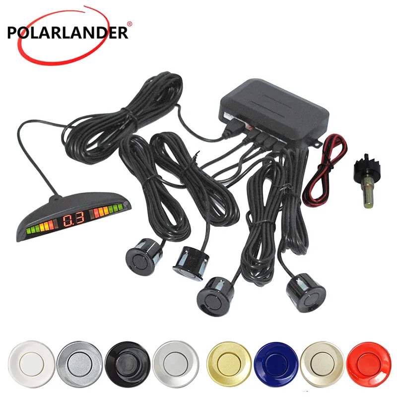 

Car Parking Sensor Kit 8 Colors Alert BIBI Sound Alarm 4 Sensors Monitor Auto Reversing Backup Radar DC 12V