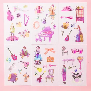 6 Sheets /Bag Style Girls & Piano Musical Instrument Decorative Stickers DIY Phone Hand Account Diary Sticker
6 Sheets /Bag Style Girls & Piano Musical Instrument Decorative Stickers DIY Phone Hand Account Diary Sticker