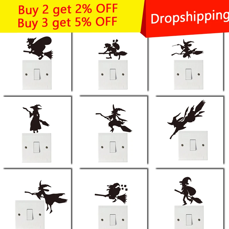 

Halloween Creative Cartoon DIY woman sorcerer Switch Stickers Wall Stickers for kids rooms Bedroom Parlor Decoration home decor