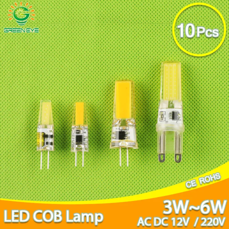 

10pcs LED G4 Lamp Bulb AC DC 12V 220V Dimmable cob led G9 3W 6W 10w COB LED Lighting replace Halogen Spotlight Chandelier