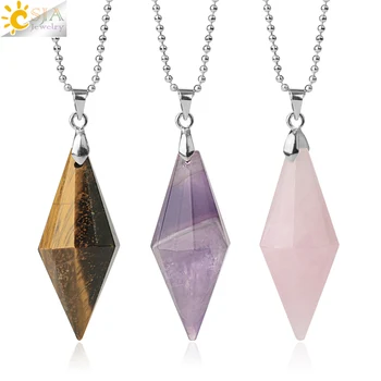 CSJA Symmetry Cone Natural Stones Pendants Necklaces Multi Faceted Pyramid Healing Reiki Pink Quartz Crystal Female Jewelry G421
CSJA Symmetry Cone Natural Stones Pendants Necklaces Multi Faceted Pyramid Healing Reiki Pink Quartz Crystal Female Jewelry G421