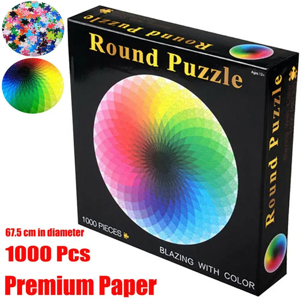 Adult puzzle 1000 pieces round thousand color rainbow Paper Adult puzzle Brain game Creative decompression artifact
Adult puzzle 1000 pieces round thousand color rainbow Paper Adult puzzle Brain game Creative decompression artifact