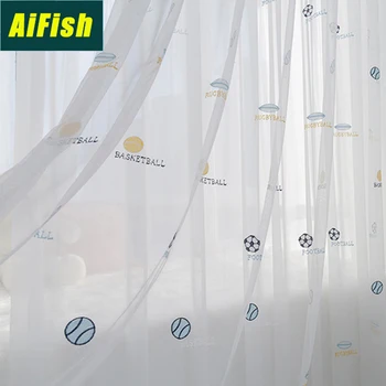 Cartoon Football Embroidered Tulle Curtain Living Room Boys Room Bedroom Floating Yarn Curtains wp422T4
Cartoon Football Embroidered Tulle Curtain Living Room Boys Room Bedroom Floating Yarn Curtains wp422T4