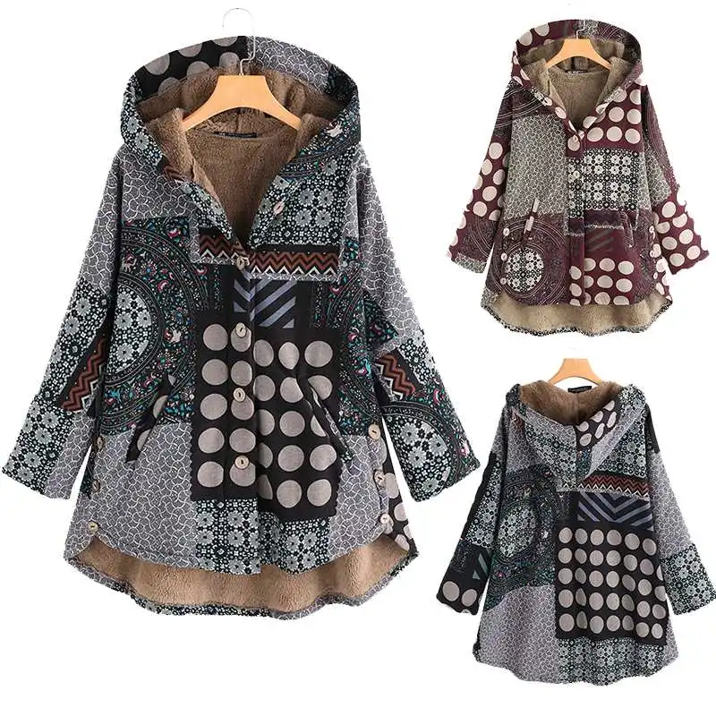 ZANZEA 2019 Women's Plush Fluffy Coats Winter Vintage Printed Button Long Sleeve Fur Lining Jackets Female Hooded Outerwear
ZANZEA 2019 Women's Plush Fluffy Coats Winter Vintage Printed Button Long Sleeve Fur Lining Jackets Female Hooded Outerwear
