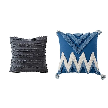 2 Pcs Cushion Cover Floral Tassels Square Pillow Case Pillow Cover Home Decoration Sofa 45X45Cm-Grey & Blue
2 Pcs Cushion Cover Floral Tassels Square Pillow Case Pillow Cover Home Decoration Sofa 45X45Cm-Grey & Blue