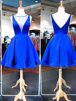 Royal Blue Cocktail Party Dresses See Through Design Satin A-line Homecoming Gown
Royal Blue Cocktail Party Dresses See Through Design Satin A-line Homecoming Gown
