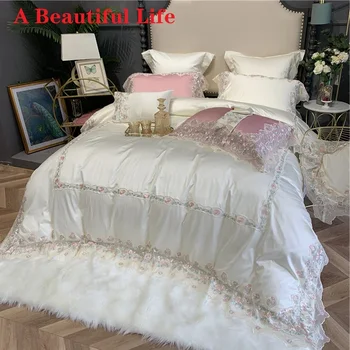Luxury White Pink 1000TC Egyptian Cotton Lace Flower Duvet Cover Bed Linen Fitted Sheet Pillowcases Princess Bedding Set 4/7pcs
Luxury White Pink 1000TC Egyptian Cotton Lace Flower Duvet Cover Bed Linen Fitted Sheet Pillowcases Princess Bedding Set 4/7pcs