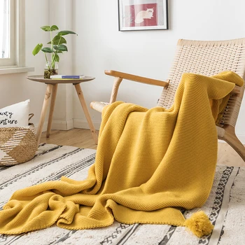 Yellow Blanket Sofa Knit Throw Blanket Solid Soft PomPom Tassels Blanket Travel 130x160cm Home Sofa Chair Couch Bed 50"x62"
Yellow Blanket Sofa Knit Throw Blanket Solid Soft PomPom Tassels Blanket Travel 130x160cm Home Sofa Chair Couch Bed 50"x62"