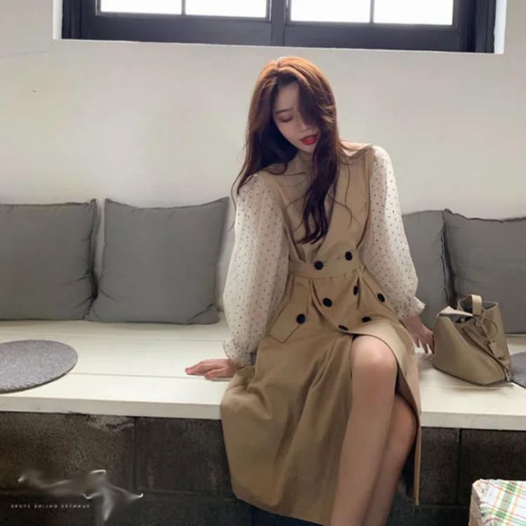 Women Autumn French Mosaic Gauze Lantern Sleeve Windbreaker Sweet Wave Point Waist Long Coat
Women Autumn French Mosaic Gauze Lantern Sleeve Windbreaker Sweet Wave Point Waist Long Coat