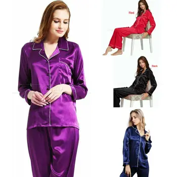 2019 New Women Girl Lady Silk Satin Pajamas Set Long Sleeve Button-Down Sleepwear Pajamas
2019 New Women Girl Lady Silk Satin Pajamas Set Long Sleeve Button-Down Sleepwear Pajamas