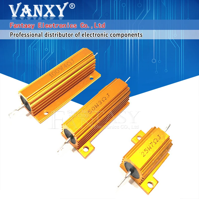 1PCS 25W 50W 100W Aluminum Power Metal Shell Case Wirewound Resistor 0.01 - 100K 0.05 0.1 0.5 1 2 6 8 10 20 200 500 1K 10K ohm 
1PCS 25W 50W 100W Aluminum Power Metal Shell Case Wirewound Resistor 0.01 - 100K 0.05 0.1 0.5 1 2 6 8 10 20 200 500 1K 10K ohm