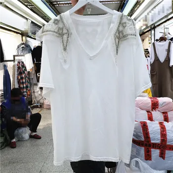 2222European Station 2020 Summer New European Women's Fashion V-neck Heavy Beaded Doll Collar Loose Short-Sleeved T-shirt 
2222European Station 2020 Summer New European Women's Fashion V-neck Heavy Beaded Doll Collar Loose Short-Sleeved T-shirt