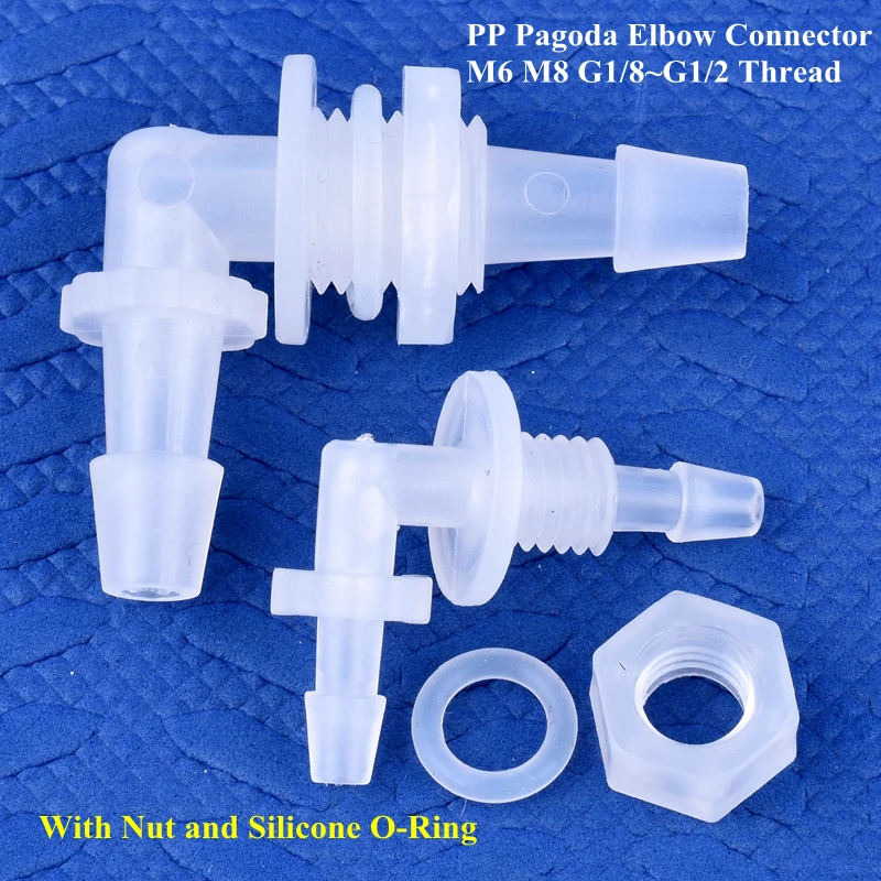 

5 ~ 200 шт. M6 ~ G1/2 до 2,4-11,1 мм PP локоть коннектор + гайка Силиконовое уплотнительное кольцо для полива аквариума шланг для аквариума