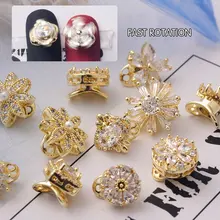 5 個の花回転可能なジルコンネイルアートジュエリーの装飾金属の高級ダイヤモンドネイルアクセサリープロフェッショナルネイルアート用品(China)