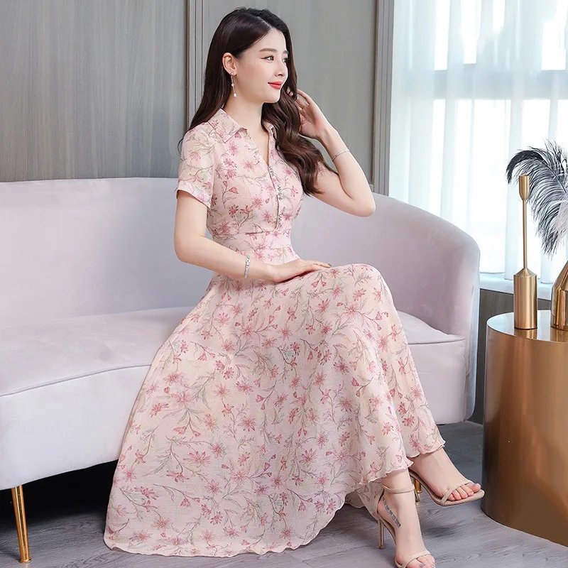 Floral-Print Chiffon Dress Summer Women's 2019 New Style Summer Popular Skirt Korean-style Elegant Slimming by Age Summer Long S
Floral-Print Chiffon Dress Summer Women's 2019 New Style Summer Popular Skirt Korean-style Elegant Slimming by Age Summer Long S