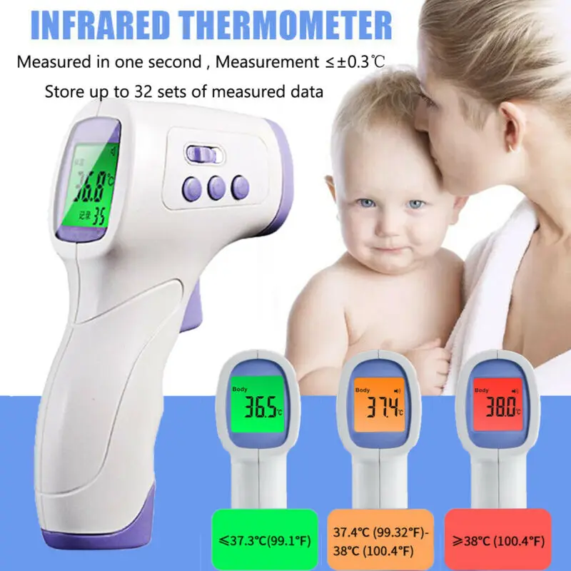 LCD Digital Non-contact IR Infrared Thermometer Forehead Body Temperature Gun Measuring Temperature Meter Tool For Adult/Baby
LCD Digital Non-contact IR Infrared Thermometer Forehead Body Temperature Gun Measuring Temperature Meter Tool For Adult/Baby