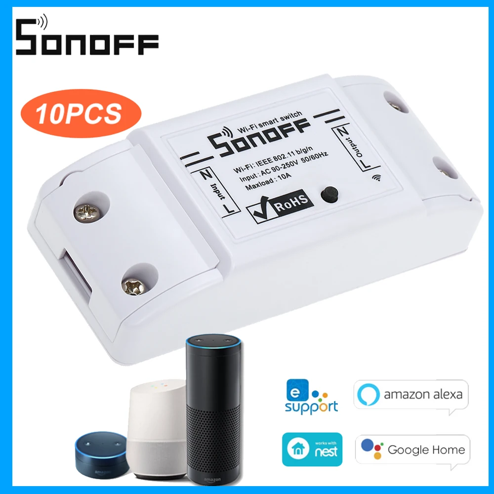 10 PCS SONOFF Basic Wireless Wifi Switch 10A 220V Remote Control Automation Module For Google Home Smart home | Электроника