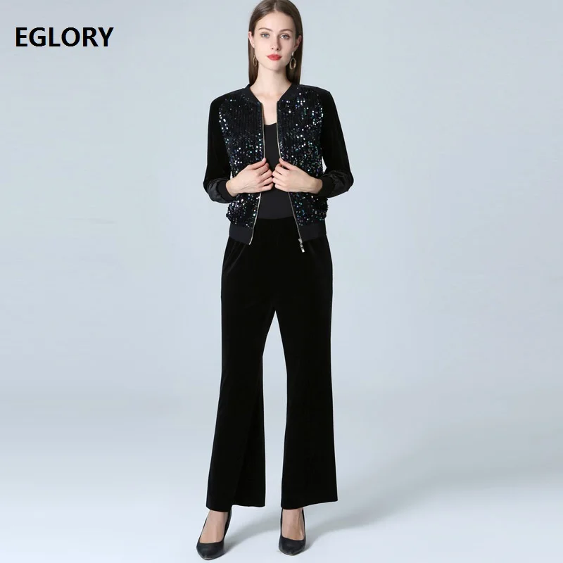 Velvet Sets 2019 Autumn Casual Tracksuit High Quality Women Sequined Tops Jacket+Full Length Velvet Pant Set & Suits Female
Velvet Sets 2019 Autumn Casual Tracksuit High Quality Women Sequined Tops Jacket+Full Length Velvet Pant Set & Suits Female