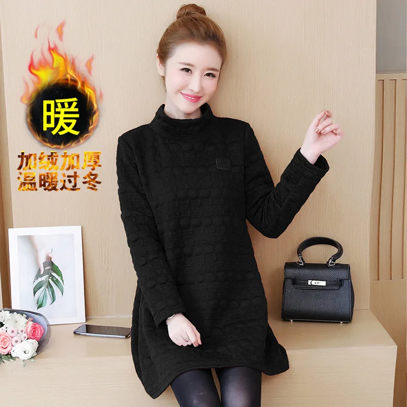 2019 Autumn And Winter New Style Large Size Dress Loose-Fit Mid-length Brushed And Thick Dress Women's High Collar Long Sleeve B
2019 Autumn And Winter New Style Large Size Dress Loose-Fit Mid-length Brushed And Thick Dress Women's High Collar Long Sleeve B