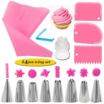 14 Pcs/set DIY Stainless Steel Nozzles Silicone Pastry Bag Set Cake Tool Reusable Icing Piping Cream Cake Decorating Accessories
14 Pcs/set DIY Stainless Steel Nozzles Silicone Pastry Bag Set Cake Tool Reusable Icing Piping Cream Cake Decorating Accessories