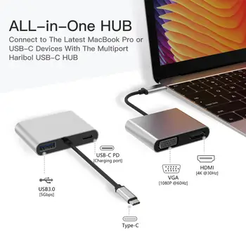 4in1 USB HUB HD MI docking station type c hub with VGA port adapter for laptop
4in1 USB HUB HD MI docking station type c hub with VGA port adapter for laptop