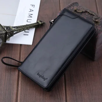 Trendy Men's Wallet Pure Color PU Leather Wrist Clutch Men's Long Design Bag Retro Clutch Multi Card Tri-fold Wallet
Trendy Men's Wallet Pure Color PU Leather Wrist Clutch Men's Long Design Bag Retro Clutch Multi Card Tri-fold Wallet