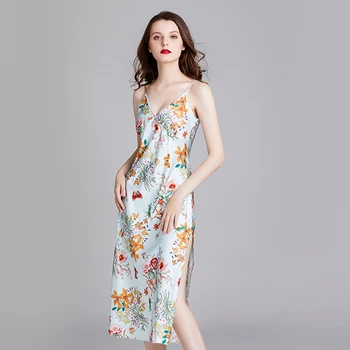 Laidies Sexy Silk Satin Nightgown Print Night Dress Sleeveless Sleepshirt Long Sleeping Dress Elegant Sleepwear For Women
Laidies Sexy Silk Satin Nightgown Print Night Dress Sleeveless Sleepshirt Long Sleeping Dress Elegant Sleepwear For Women