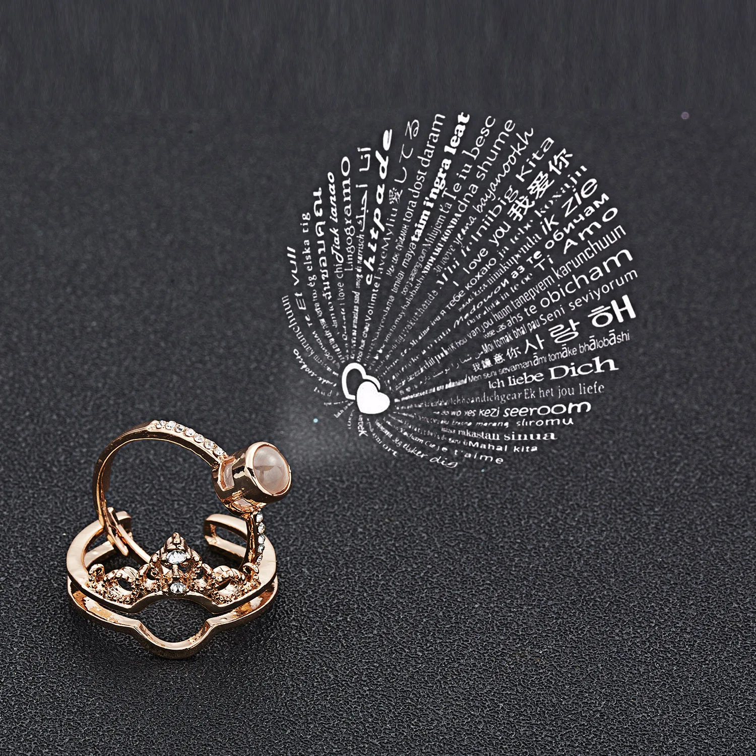 Роскошное женское свадебное кольцо в комплекте модное с проекцией на 100 языках Я