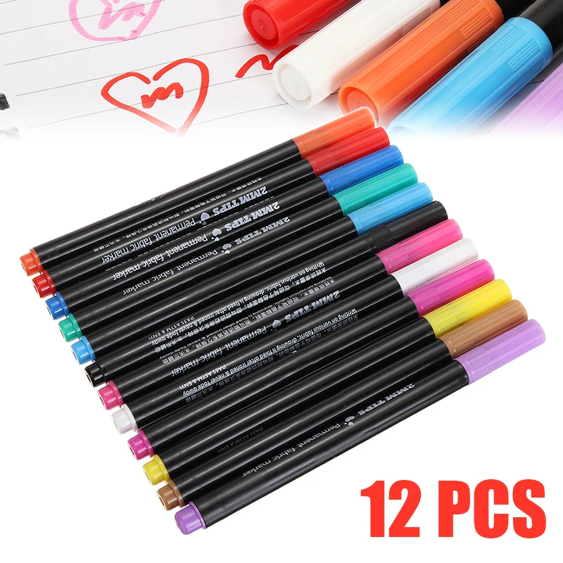 12Pcs/Set Multicolors Markers Pen Permanent Fabric Markers Pen Leather T-shirts Fabric Design Marker Pens DIY Craft Supplies
12Pcs/Set Multicolors Markers Pen Permanent Fabric Markers Pen Leather T-shirts Fabric Design Marker Pens DIY Craft Supplies
