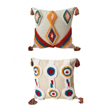 2 Pcs Cushion Cover Tassels Boho Style Ethnic Pillow Cover Handmade Luxury Moroccan Style 45X45Cm, a & B 
2 Pcs Cushion Cover Tassels Boho Style Ethnic Pillow Cover Handmade Luxury Moroccan Style 45X45Cm, a & B